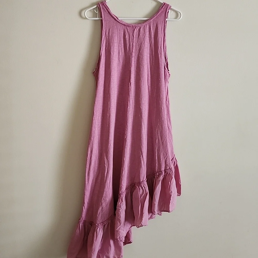 Daily Practice Pink Sleeveless Asymmetrical Ruffle Hem Dress Medium 100% Cotton